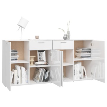 vidaXL Μπουφές Γυαλιστερό Λευκό 160x36x75cm από Επεξ. Ξύλο 1 τεμ.