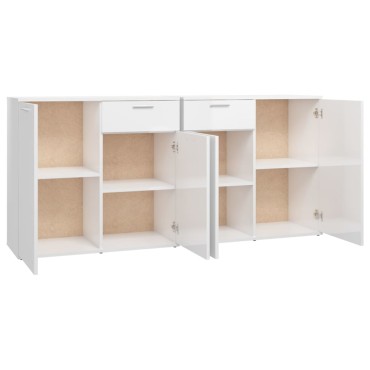 vidaXL Μπουφές Γυαλιστερό Λευκό 160x36x75cm από Επεξ. Ξύλο 1 τεμ.