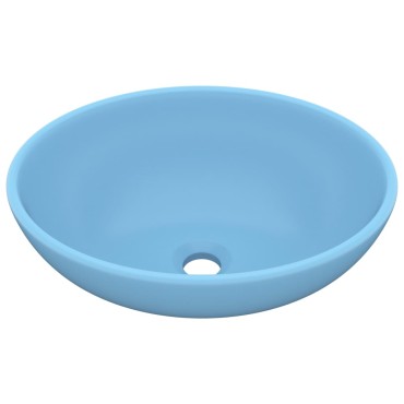 vidaXL Νιπτήρας Πολυτελής Οβάλ Γαλάζιο Ματ 40 x 33 εκ. Κεραμικός