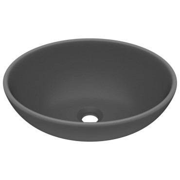 vidaXL Νιπτήρας Πολυτελής Οβάλ Σκούρο Γκρι Ματ 40 x 33 εκ. Κεραμικός