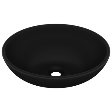 vidaXL Νιπτήρας Πολυτελής Οβάλ Μαύρο Ματ 40 x 33 εκ. Κεραμικός