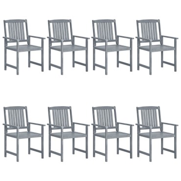 vidaXL Καρέκλες Κήπου 8 τεμ. Γκρι από Μασίφ Ξύλο Ακακίας με Μαξιλάρια 61x57x92cm