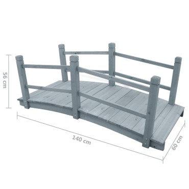 vidaXL Γέφυρα Κήπου Γκρι 140 x 60 x 56 εκ. από Μασίφ Ξύλο Ελάτης