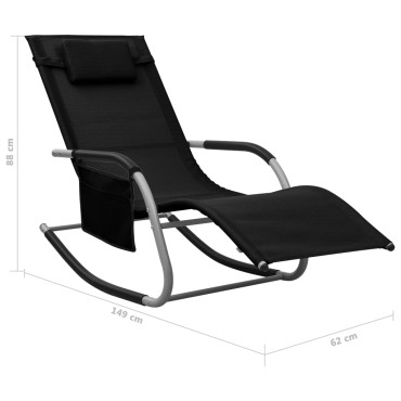 vidaXL Ξαπλώστρα Μαύρη / Γκρι από Textilene 149x62x88cm 1 τεμ.