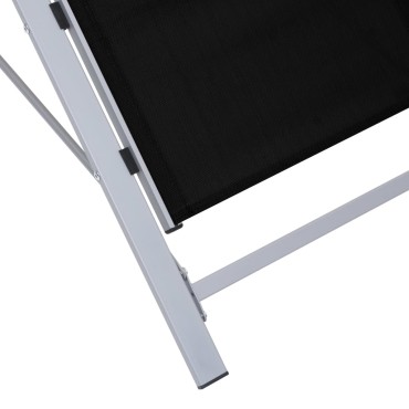 vidaXL Ξαπλώστρα Μαύρη από Textilene και Αλουμίνιο 167x60x66cm 1 τεμ.