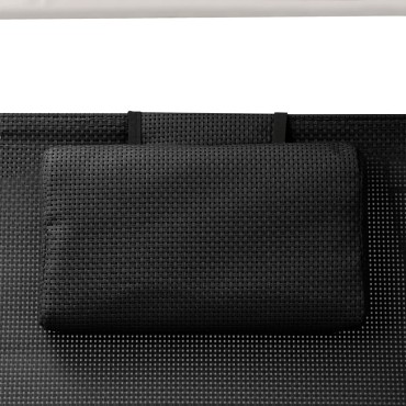 vidaXL Ξαπλώστρα Διπλή Μαύρη από Textilene με Σκίαστρο 190x137x158cm 1 τεμ.