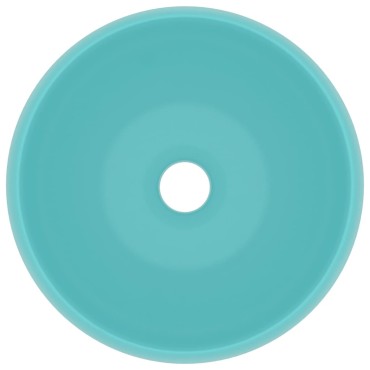 vidaXL Νιπτήρας Πολυτελής Στρογγυλός Αν. Πράσινο Ματ 40x15 εκ Κεραμικό