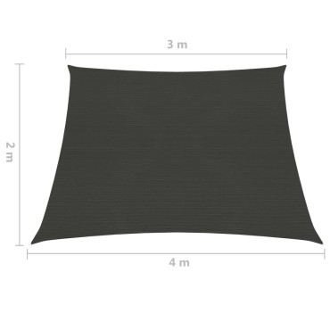 vidaXL Πανί Σκίασης Ανθρακί 3/4 x 2 μ. από HDPE 160 γρ./μ²