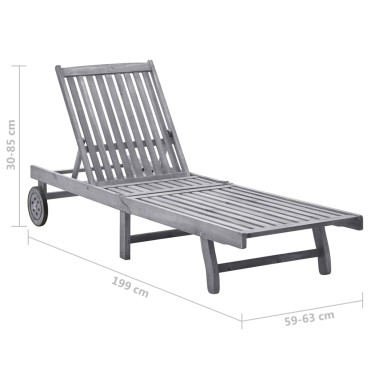 vidaXL Ξαπλώστρα από Μασίφ Ξύλο Ακακίας 199x59/63x30/62/76/85cm 1 τεμ.
