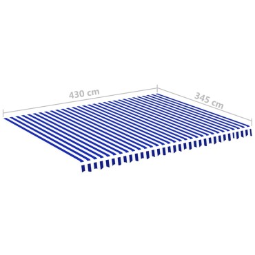 vidaXL Τεντόπανο Ανταλλακτικό Μπλε / Λευκό 4,5 x 3,5 μ.