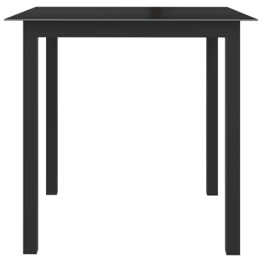 vidaXL Τραπέζι Κήπου Μαύρο 80x80x74cm από Αλουμίνιο / Γυαλί 1 τεμ.