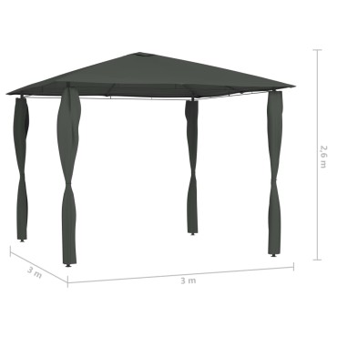 vidaXL Κιόσκι με Καλύμματα Στύλων Ανθρακί 3 x 3 x 2,6 μ. 160 γρ./μ²