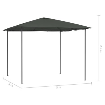 vidaXL Κιόσκι Ανθρακί 3 x 3 x 2,6 μ. 160 γρ./μ²