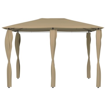 vidaXL Κιόσκι με Καλύμματα Στύλων Taupe 3 x 4 x 2,6 μ. 160 γρ./μ²