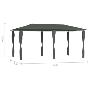 vidaXL Κιόσκι με Καλύμματα Στύλων Ανθρακί 2,98x5,3x2,59 μ. 160 γρ./μ²