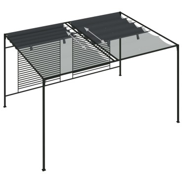 vidaXL Πέργκολα με Πτυσσόμενη Οροφή Ανθρακί 4 x 3 x 2,3 μ. 180 γρ./μ²