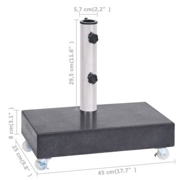 vidaXL Βάση Ομπρέλας Μαύρη 45 x 25 x 8 εκ. από Γρανίτη