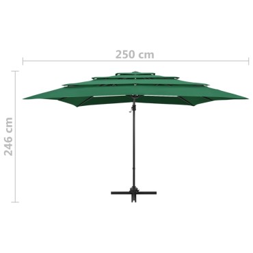 vidaXL Ομπρέλα Κήπου 4 Επιπέδων Πράσινη 250x250εκ με Ιστό Αλουμινίου