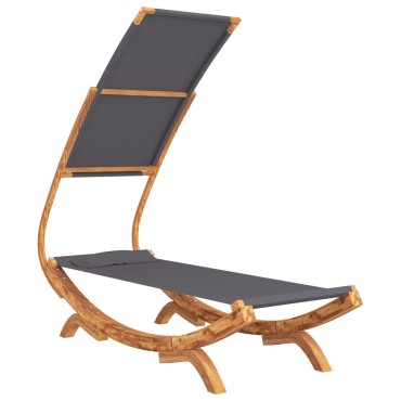 vidaXL Ξαπλώστρα ΕξΧώρου Ανθρ 100x190x134cm Μασίφ Λυγισμένο Ξύλο Τέντα