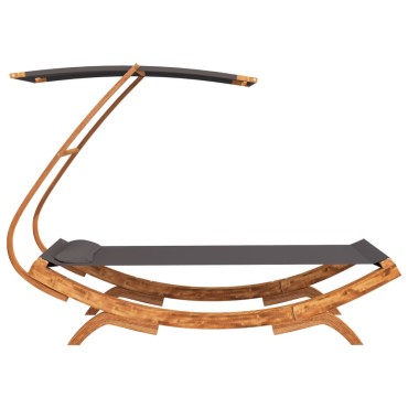 vidaXL Ξαπλώστρα ΕξΧώρου Ανθρ 100x190x134cm Μασίφ Λυγισμένο Ξύλο Τέντα