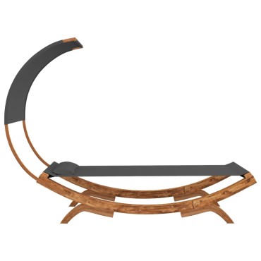 vidaXL Ξαπλώστρα ΕξΧώρου Κρεμ 100x200x126cm Μασίφ Λυγισμένο Ξύλο Τέντα - Μονό