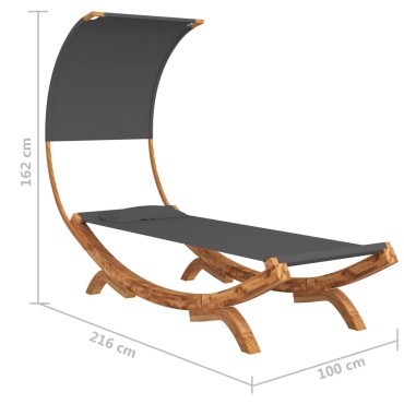 vidaXL Ξαπλώστρα ΕξΧώρου Κρεμ 100x200x126cm Μασίφ Λυγισμένο Ξύλο Τέντα - Μονό