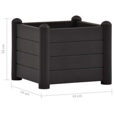 vidaXL Ζαρντινιέρα Υπερυψωμένη Ανθρακί 43 x 43 x 35 εκ. Πολυπροπυλένιο