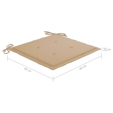 vidaXL Μαξιλάρια Καρέκλας Κήπου 2 τεμ. Μπεζ 40x40x4cm Υφασμάτινα