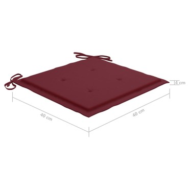 vidaXL Μαξιλάρια Καρέκλας Κήπου 2 τεμ. Μπορντό 40x40x4cm Υφασμάτινα