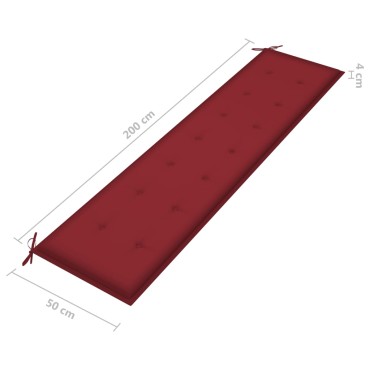 vidaXL Μαξιλάρι Πάγκου Κήπου Μπορντό 200x50x4cm Ύφασμα Oxford