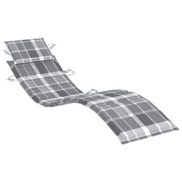 vidaXL Μαξιλάρι Ξαπλώστρας Γκρι Καρό 186x58x4cm από Ύφασμα Oxford