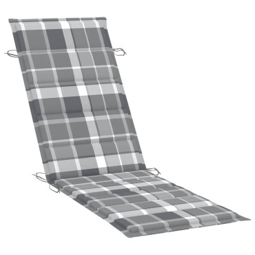 vidaXL Μαξιλάρι Ξαπλώστρας Γκρι Καρό 186x58x4cm από Ύφασμα Oxford