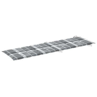 vidaXL Μαξιλάρι Ξαπλώστρας Γκρι Καρό 186x58x4cm από Ύφασμα Oxford