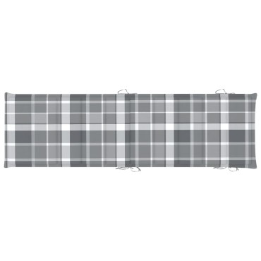 vidaXL Μαξιλάρι Ξαπλώστρας Γκρι Καρό 186x58x4cm από Ύφασμα Oxford