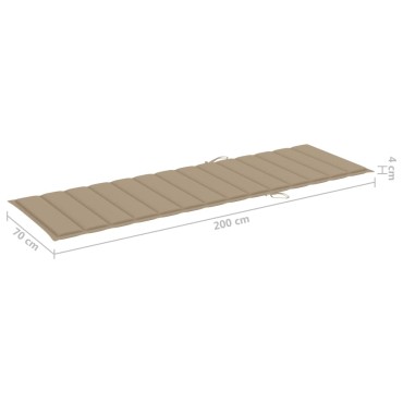 vidaXL Μαξιλάρι Ξαπλώστρας Μπεζ 200x70x3cm από Ύφασμα Oxford