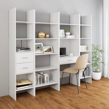 vidaXL Βιβλιοθήκη Λευκή 40x35x180cm από Επεξ. Ξύλο 1 τεμ.