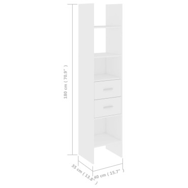 vidaXL Βιβλιοθήκη Λευκή 40x35x180cm από Επεξ. Ξύλο 1 τεμ.