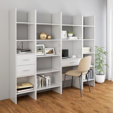 vidaXL Βιβλιοθήκη Γυαλιστερό Λευκό 40x35x180cm από Επεξ. Ξύλο 1 τεμ.