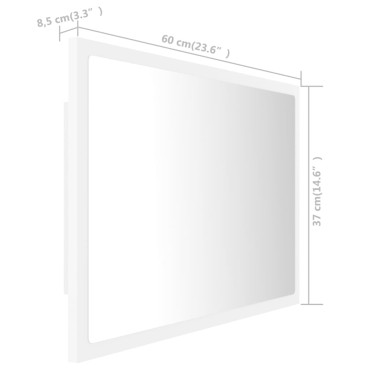 vidaXL Καθρέφτης Μπάνιου με LED Λευκός 60x8,5x37cm Ακρυλικός 1 τεμ.