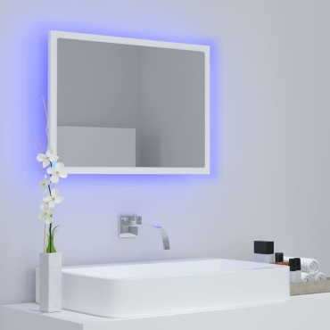 vidaXL Καθρέφτης Μπάνιου με LED Λευκός 60x8,5x37cm Ακρυλικός 1 τεμ.