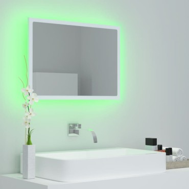 vidaXL Καθρέφτης Μπάνιου με LED Λευκός 60x8,5x37cm Ακρυλικός 1 τεμ.