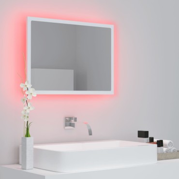vidaXL Καθρέφτης Μπάνιου με LED Λευκός 60x8,5x37cm Ακρυλικός 1 τεμ.