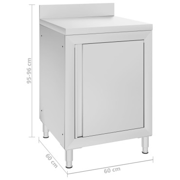 vidaXL Ερμάριο Πάγκος Εργασίας 60 x 60 x 96 εκ. από Ανοξείδωτο Ατσάλι