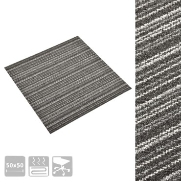vidaXL Μοκέτα Πλακάκι 20 τεμ. Ανθρακί Ριγέ 5 μ² 50x50 εκ.