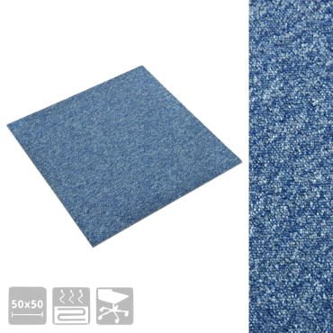 vidaXL Μοκέτα Πλακάκι 20 τεμ. Μπλε 5 μ² 50x50 εκ.