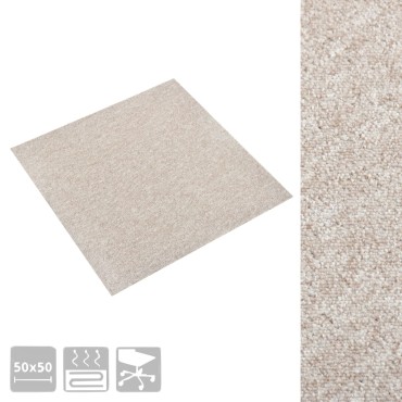 vidaXL Μοκέτα Πλακάκι 20 τεμ. Ανοιχτό Μπεζ 5 μ² 50x50 εκ.