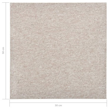 vidaXL Μοκέτα Πλακάκι 20 τεμ. Ανοιχτό Μπεζ 5 μ² 50x50 εκ.