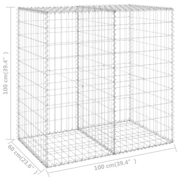 vidaXL Συρματοκιβώτιο Τοίχος 100x60x100cm Γαλβαν.Χάλυβας + Καλύμματα