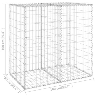 vidaXL Συρματοκιβώτιο Τοίχος 100x60x100cm Γαλβαν.Χάλυβας + Καλύμματα
