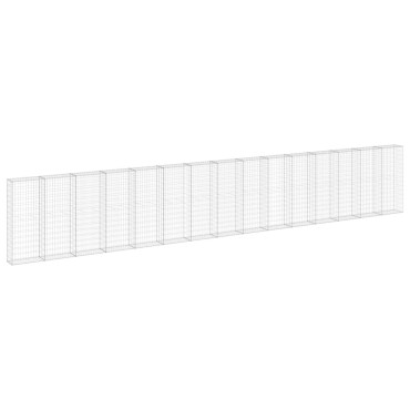 vidaXL Συρματοκιβώτιο Τοίχος 900x30x150cm Γαλβαν.Χάλυβας + Καλύμματα